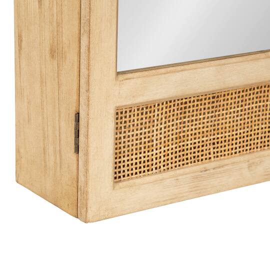Kate and Laurel Ori Rattan & Wood Mirror Vanity Cabinet